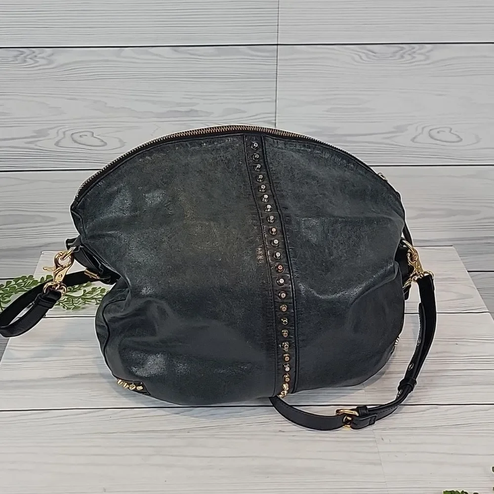 Badgley Mischka Shoulder Bag Dark Green Leather Large Capacity